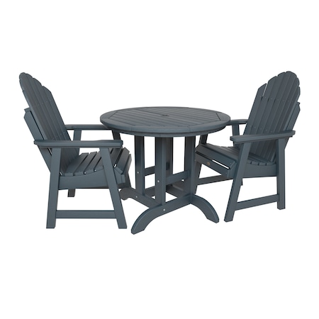 Highwood Usa Hamilton 3pc Round Outdoor Patio Furniture Dining Set AD-DNA36-NBE